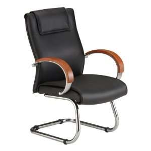  Wood Accent Leather Guest Chair