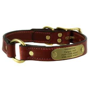  Mendota Leather Center Ring Collar with Personalized Name 