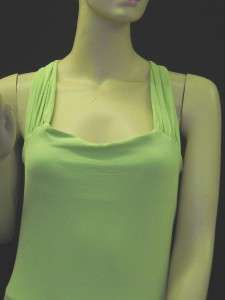 New THREE DOTS Green Gathered Strap Knee Length Dress L  