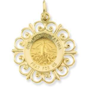   Gold Round Our Ldy Of Fatima Pendant Medl 18.5   JewelryWeb Jewelry