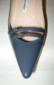 MANOLO BLAHNIK Kirla Gray Patent Leather Shoes 36.5  