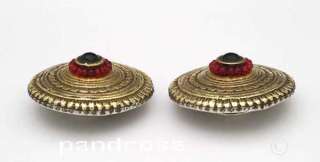 Amazing rare tribal gilded silver earrings Rabari tribes Gujarat India 