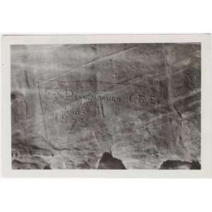 Reprint Cliff face with incised inscription by F.S. Dellenbaugh 1873 