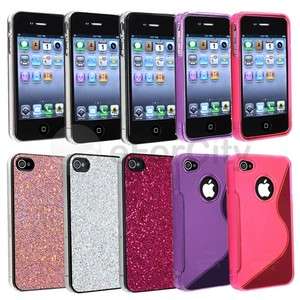 Bling Hard Case+2 S Shape TPU Cover For iPhone 4 4S G OS  