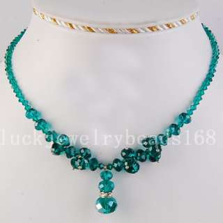 Malachite Green Crystal Beads Necklace 17.5 FG3135  