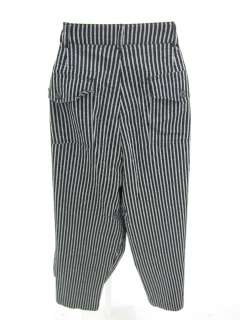 IRENE ALLISON Black Cotton White Stripe Pants Slacks 14  