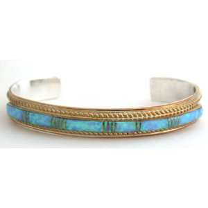  Navajo 12K Gold fill & Opal Inlay Bracelet Jewelry