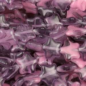  Pink & Purple 11x12mm Star Czech Glass Beads 8 Strand 