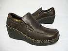 MINT ~~ BORN Brown Leather Platform Loafer Style Wedge Clog 9 40.5