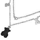 Stainless Steel 2 tone Tous Inspired Black Silver Bear Charm Y 