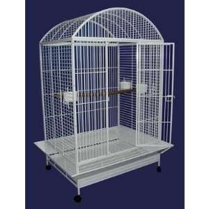  Dome Top Wrought Iron Parrot Cage in White