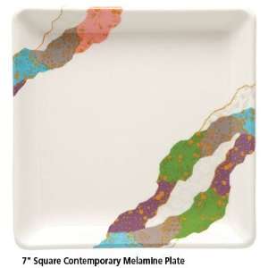 Melamine Contemporary Square Plates   7 L x 7 W   Break Resistant 