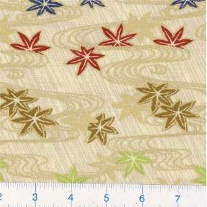  45 Wide Maple Leaf River Natural Fabric By The Yard 