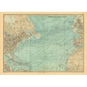   1881 Antique Map of the North Atlantic Ocean  