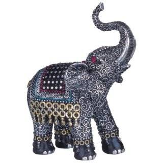Black Thai Elephant With Trunk Raised Collectible Figurine Statue