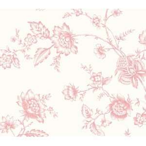 One Colour Jacobean Cream Pink Wallpaper 