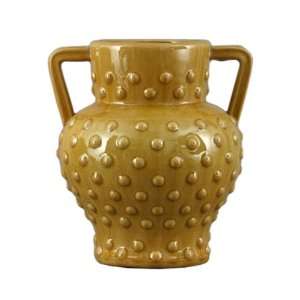 Displaying Handled Vase French Yellow Majolica, 12 in.  