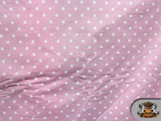 Polycotton Printed SMALL DOTS WHITE BABY PINK Fabric / 56 wide by the 
