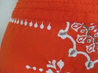 Anthropologie LITHE Bright Orange Beaded Embroidered Boho Spring 