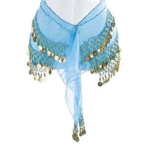  Plus Size Belly Dancing Hip Scarf   Turquoise/Gold 