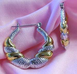 sterling silver gold plated shrimp style hoop earrings  