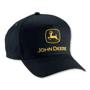 John Deere Black Five Panel Black Twill Cap 500 Lot of 6 hats  