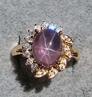 LINDE LINDY TRANS. PURPLE STAR SAPPHIRE CREATED RING  