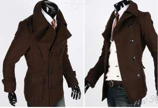 Trendy Double Breasted Wool Mens Overcoat Windcheater  