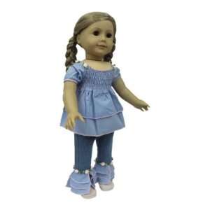  American Girl Doll Clothes Blue Peasant Top Outfit Toys 