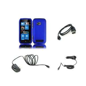 Nokia Lumia 710 (T Mobile) Premium Combo Pack   Blue Hard Shield Case 