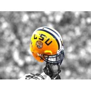  LSU Tigers LSU Football Helmet Held High Canvas Photo 