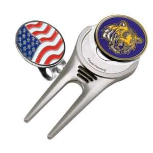 Louisiana State (LSU) Tigers Divot Tool Hat Clip with Golf Ball Marker 