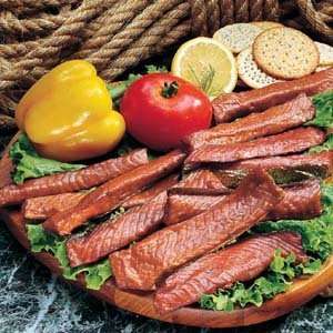 Four Packs Smoked Silver Salmon Strips  Grocery & Gourmet 