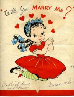 Vintage Lovely Greeting Card Marry Me 1940s Leap Year  
