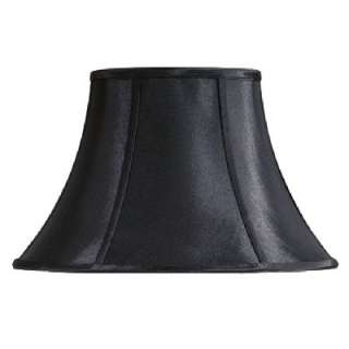   in. Wide Bell Shaped Lamp Shade, Black, Raw Silk Fabric, Laura Ashley