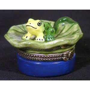  Baby Frog Froggy Lilypad Hinged Trinket Box phb