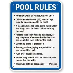  Oklahoma Custom Pool Rules Sign Polyethylene Signs, 24 x 