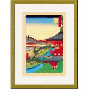  Gold Framed/Matted Print 17x23, Kameido Shrine