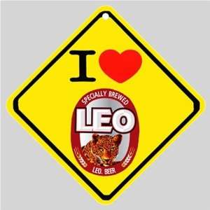 Love Leo Beer Logo Car Window Sign