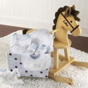    Personalized Rocking Horse with Plush Toy and Layette Toys & Games
