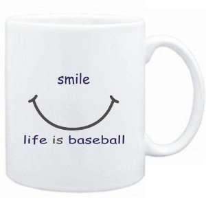  Mug White  SMILE  LIFE IS Baseball  Sports Sports 