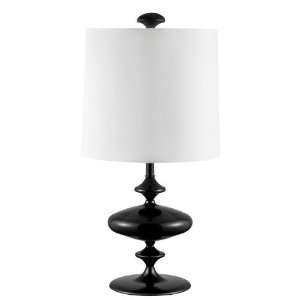  Table Lamp with White Drum Shade in Lacquered Black Base 