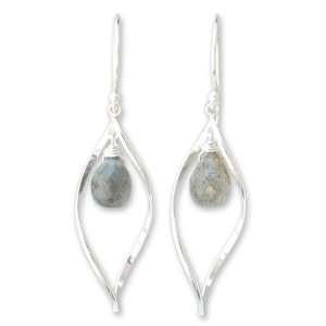  Labradorite dangle earrings, Early Dew Jewelry