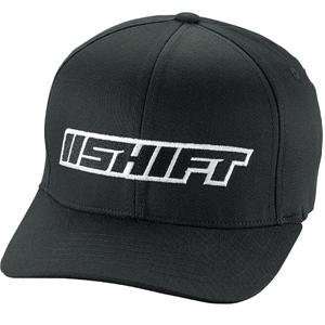  Shift Racing Text Flexfit Hat   Small/Medium/Black 