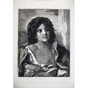   Fine Art 1874 Beautiful Gipsy Woman Richter Old Print