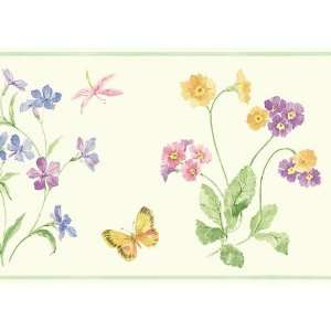  Sage Floral and Butterfly Wallpaper Border Baby