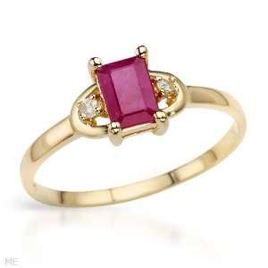 Ring With 0.72ctw Precious Stones   Genuine Diamonds and Ruby Yellow 