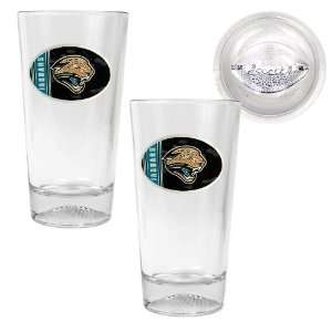  Pint Ale Glass Set with Football Bottom   Oval Logo