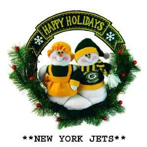 NFL New York Jets 15 Animated Musical Snowman Christmas Wreath 