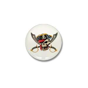  Mini Button Pirate Skull with Bandana Eyepatch Gold Tooth 